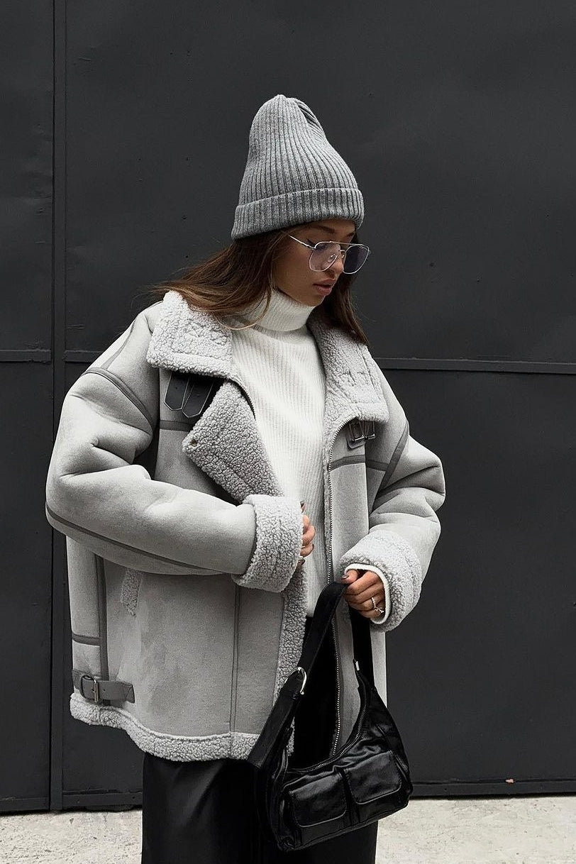 Sherpa Lined Motorcycle Style Coat Secondary image