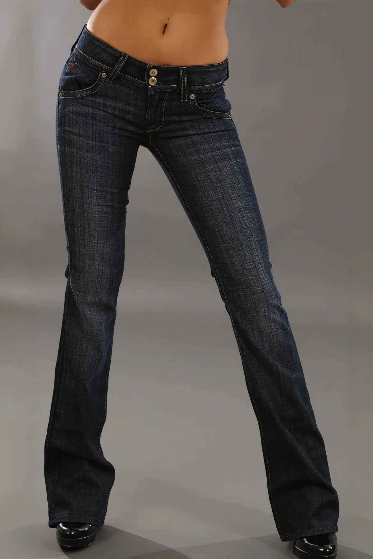 Double Button Low Rise Bootcut Jeans Main image