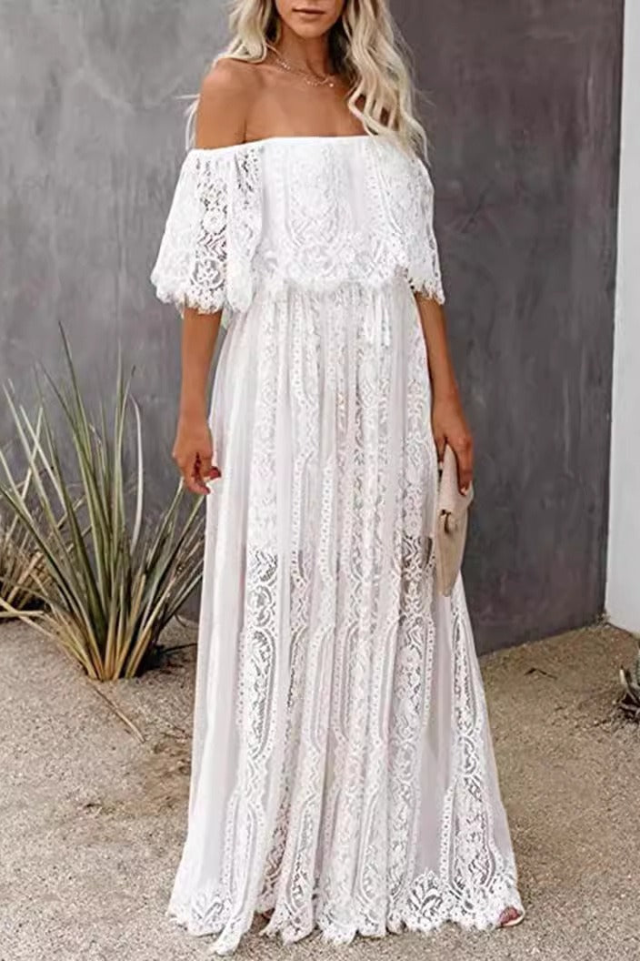 Elegant Off The Shoulder Lace Bohemian Boho Dress Main image