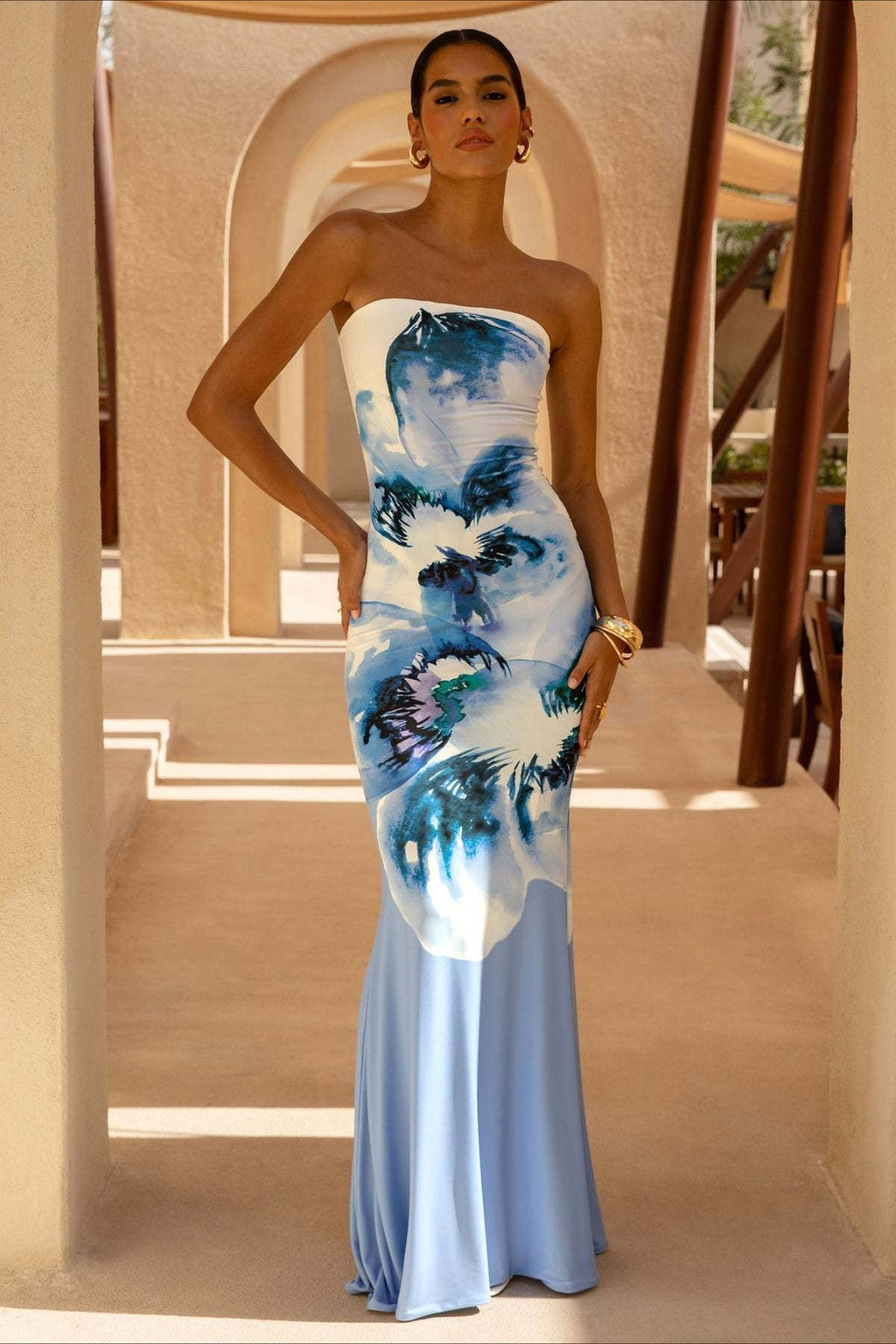 Strapless Bodycon Maxi Vacation Dress
