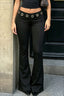 Metal Eyelet Waist Flared Pants