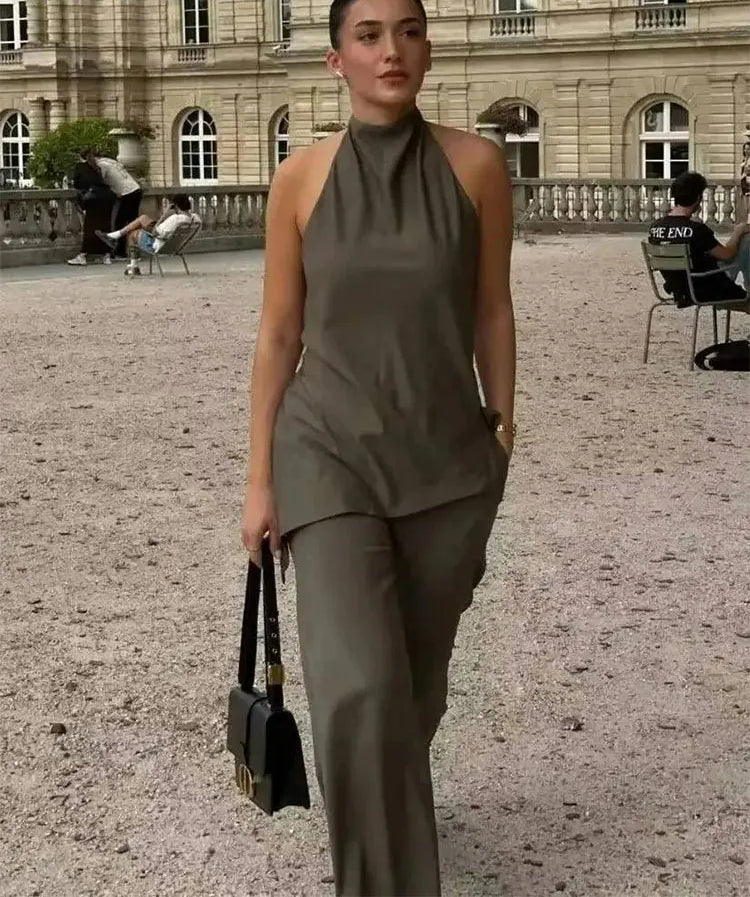 Halter Camis Wide Leg Pant Suit Main image