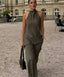 Halter Camis Wide Leg Pant Suit