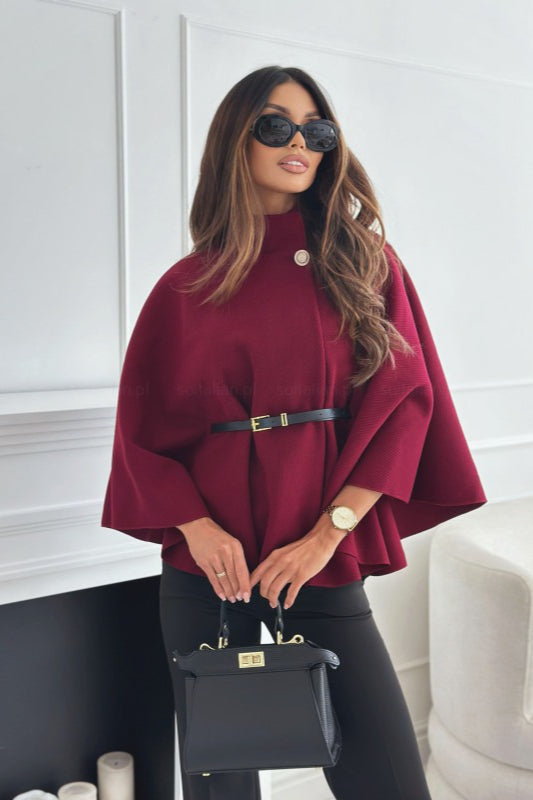 Tailored Wool Blend Belted Cape Coat Main image