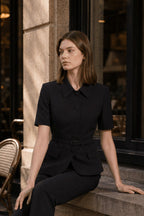 Square Neck Slim Fitted Two Piece Work Set