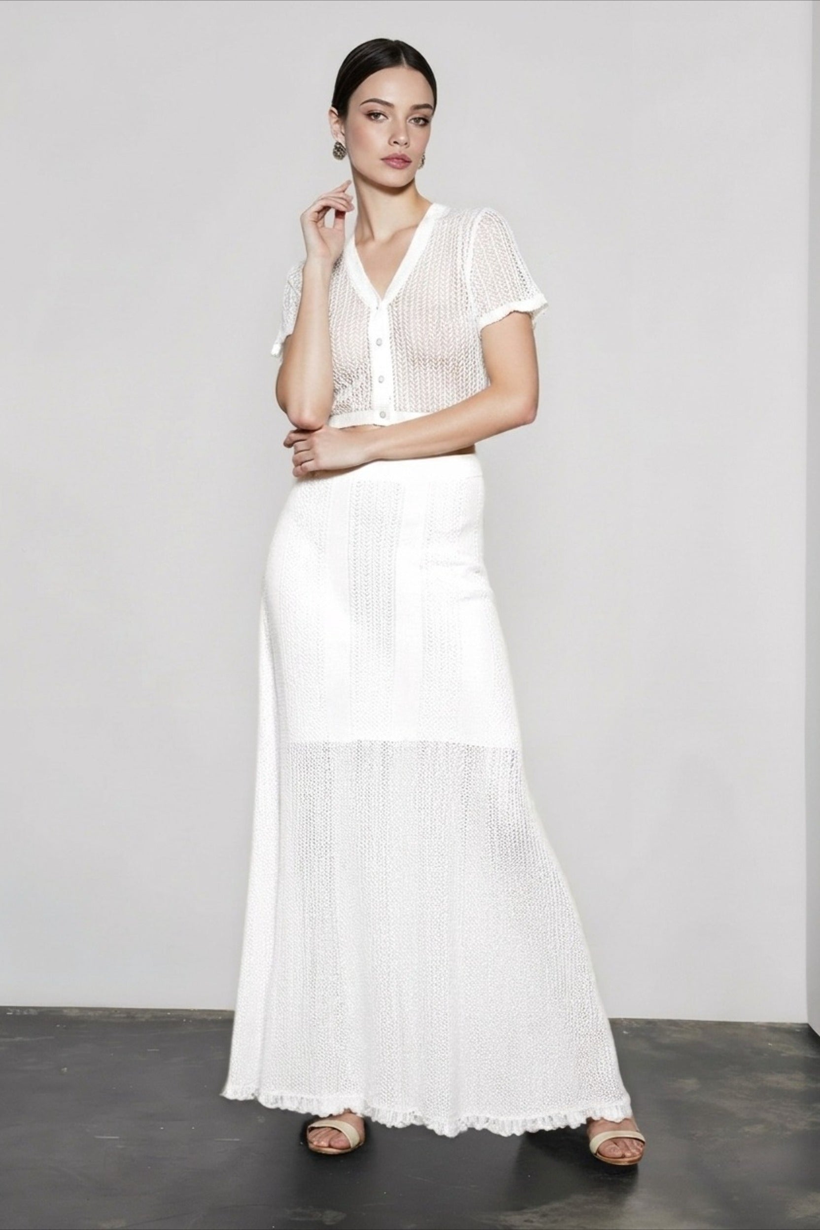 Knit Cutout Crop Top High Waist Vacation Set Main image
