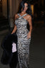 Zebra Print Cross Strap Sleeveless Bodycon Maxi Party Dress