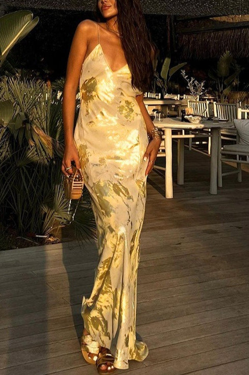 Foiled Backless Slip Dress Main image