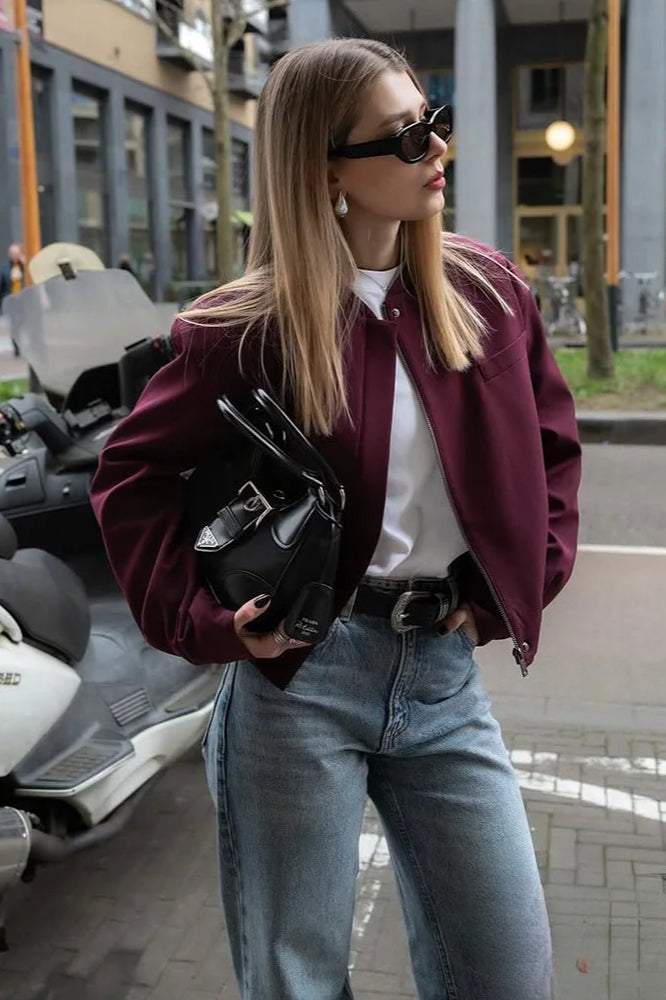 Burgundy Casual Zip Jacket Secondary image