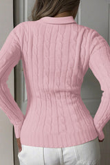 Collared Long Sleeve Knit Sweater