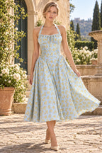 Adabella Cotton Stylish Halter Midi Sundress