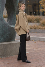 Batwing Sleeve Wool Blend Coat