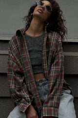 Retro Plaid Collared Blouse