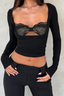 Lace Patchwork 2In1 Chest Cutout Tight  Crop Top