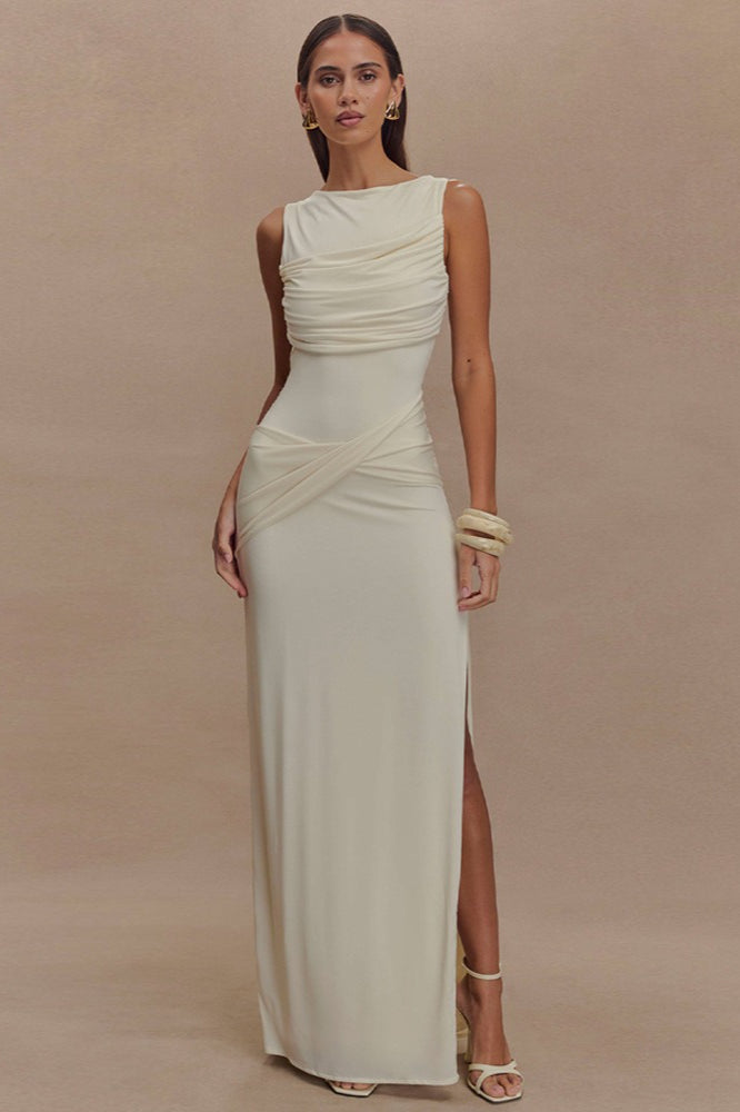 Ruched Split Backless Maxi Dress Main image
