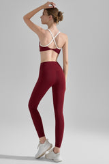 Seamless Cross Back Bra Sculpting Pants Activewear Set