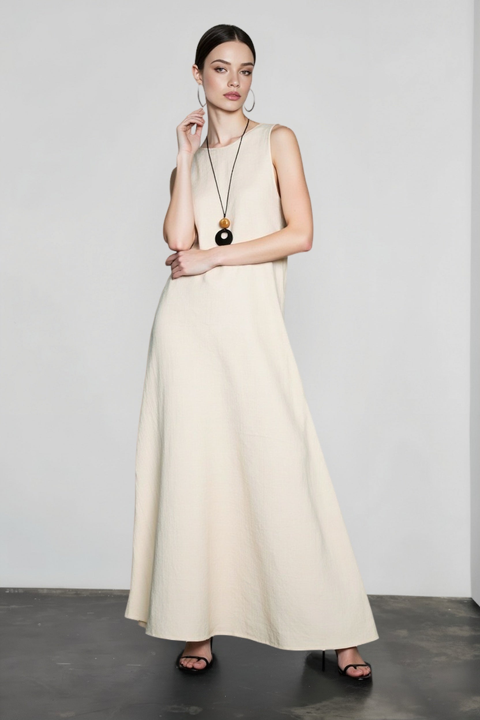Pure Linen Tank Maxi Vacation Dress Main image