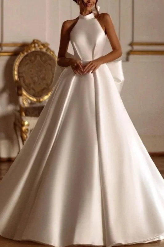 Elegant Satin Beaded Wedding Dress Secondary image