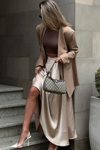 Satin High Waist Circle Maxi Skirt