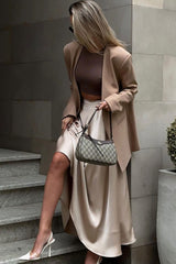 Satin High Waist Circle Maxi Skirt