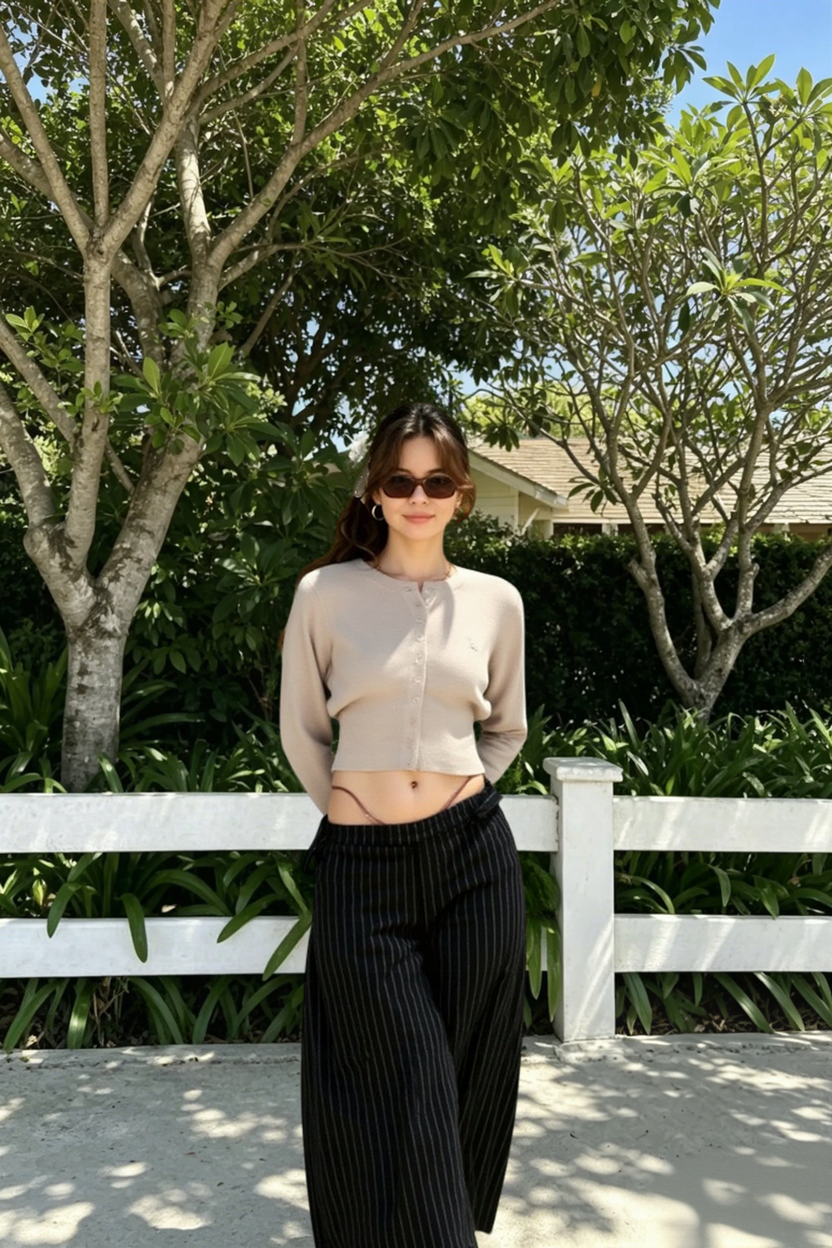 Embroidered Button Crop Cardigan Secondary image