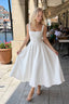Solid Square Neck Sleeveless Cocktail Dress