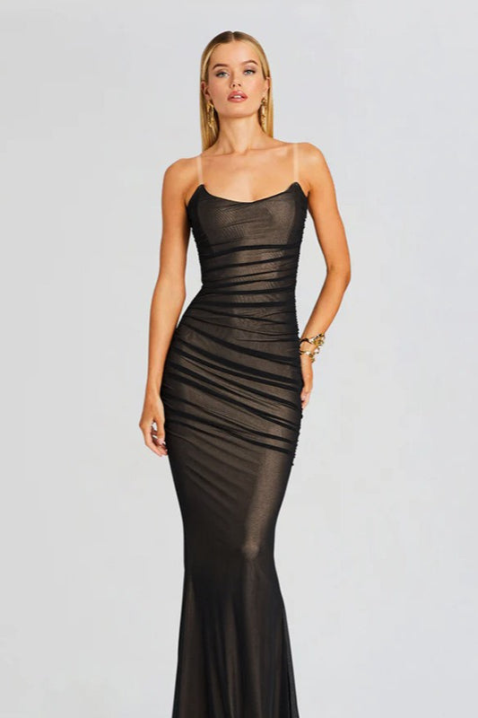 Mesh Ruched Strapless Slip Dress Secondary image