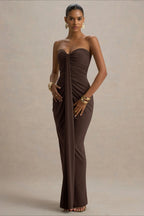 Ruched Strapless Bodycon Y2K Maxi Dress