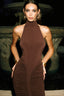 Halter Backless Ruched Fitted Sexy Midi Dress