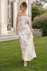 Off Shoulder Bodycon Long Print Floral Dress