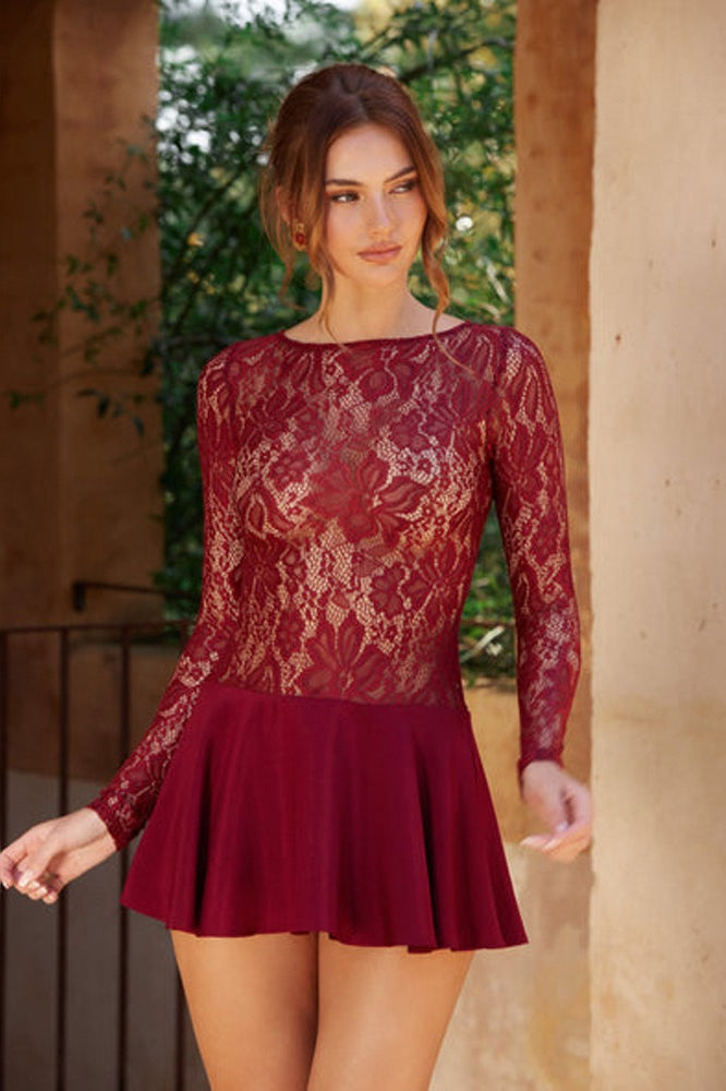 Round Neck Bodycon Ruffle Lace Dress Secondary image