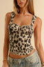 Leopard Cami Square Neck Corset Tank Top