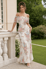 Off Shoulder Bodycon Long Print Floral Dress