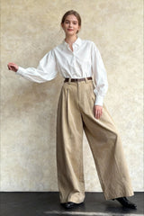 Retro Relaxed High-Waisted Wide-Leg Pants