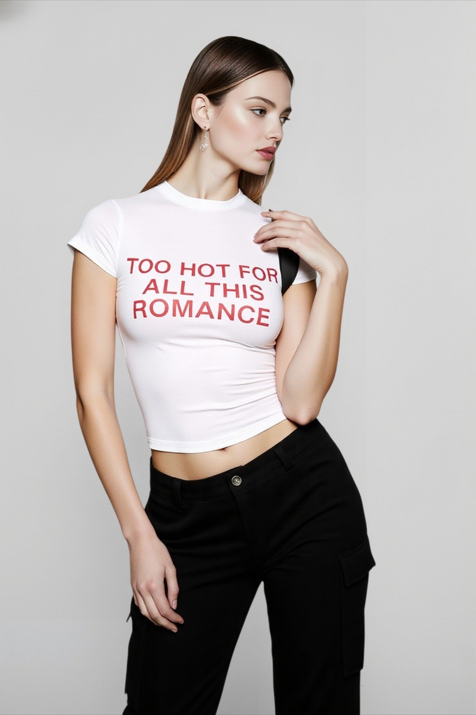 Contrast Letter Print Cropped T-shirts Secondary image
