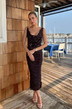 Sequin Scoop Neck Backless Maxi Party Dress