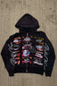 Mouth Collage Graphic Rhinestone Full Zip Hoodie