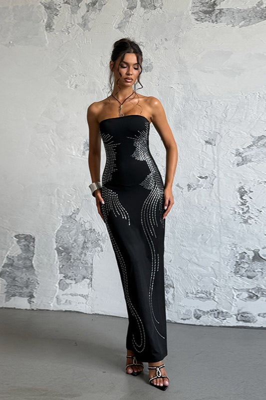 Chic Angel Wing Slim Rhinestone Strapless Formal Dress Main image