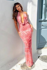 Animal Print Cowl Neck Birthday Dress