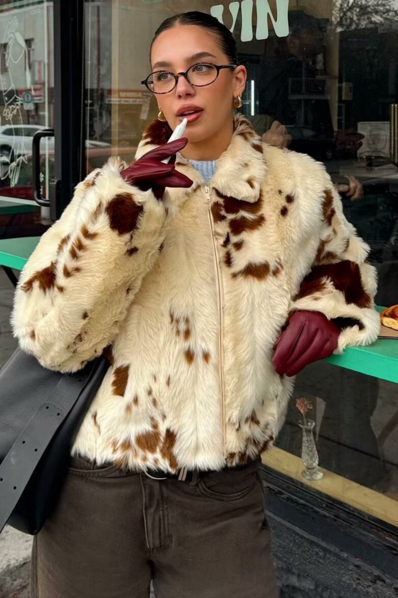 Faux Fur Leopard Pattern Coat Main image