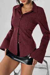 Office Chic Stripe Button Blouse