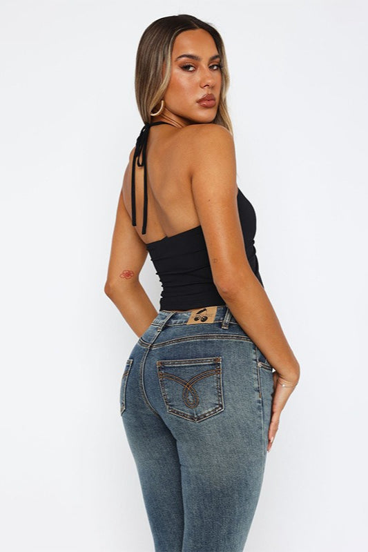 Sexy Halter Neck Sleeveless Slim Fit Crop Top