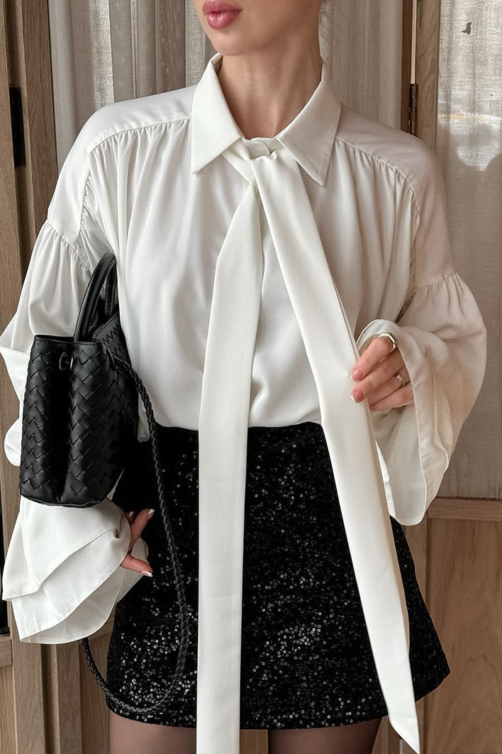 French Flare Sleeve Tie Blouse Main image