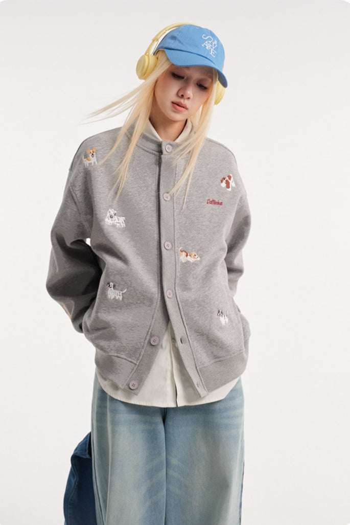 Cartoon Dog Terry Embroidery Cardigan Secondary image