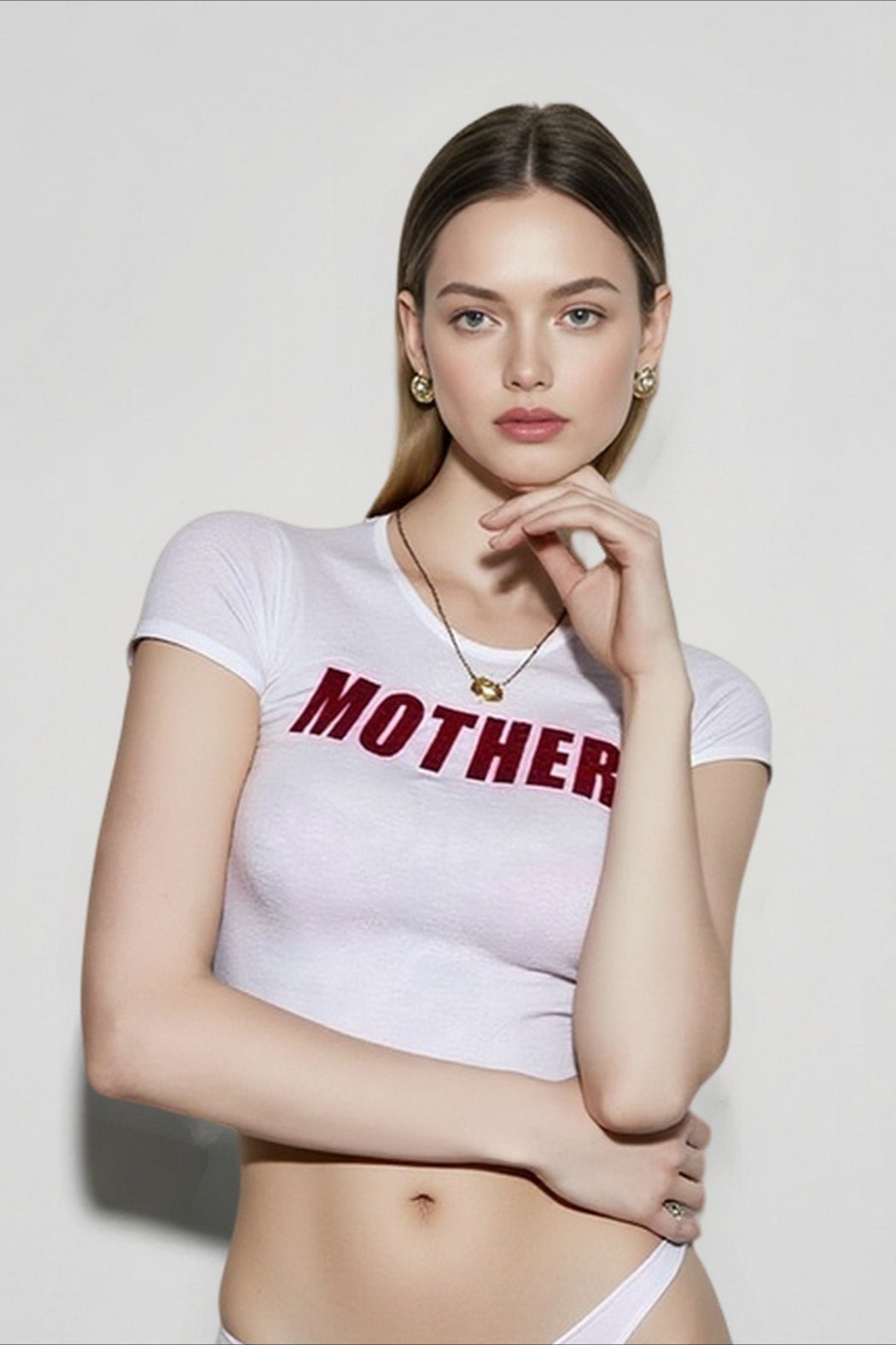 Trendy Graphic Edgy Cut Out Crop Tee T-Shirt Main image