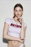 Trendy Graphic Edgy Cut Out Crop Tee T-Shirt