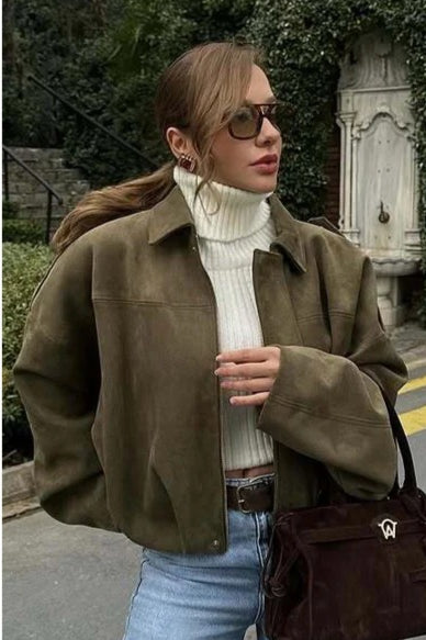 Oversized Suede Bomber Jacket Main image