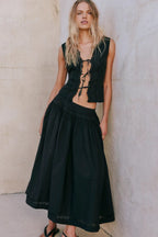 Cutout Lace Patchwork Boho Skirt Set