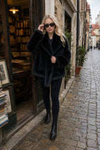 Solid Color Cropped Fur Coat