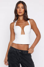 Underwire Halter Neck Double Layer Crop Top